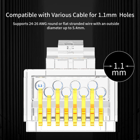 AMPCOM RJ45 Connectors, Standard Modular Plugs, UTP Gold-Plated 2 Pieces Suit CAT6 RJ45 8P8C Crimp End for Ethernet Cable, Support POE/POE+ / POE+...