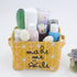 Mziart Small Foldable Canvas Storage Basket Cotton Fabric Mini Portable Storage Bin Nursery Organizer Box for Makeup Toys Shelves & Desks (Yellow)...