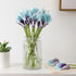 Duovlo 20pcs Calla Lily Bridal Wedding Bouquet Lataex Real Touch Artificial Flower Home Party Decor (Purple in Blue)...