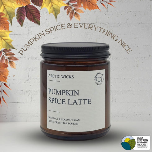 Pumpkin Spice Latte Candles | Arctic Wicks Scented Candles Coconut & Beeswax Candles | 9oz Amber Non-Toxic Candle Fall Decor Candles Gifts Pumpkin...