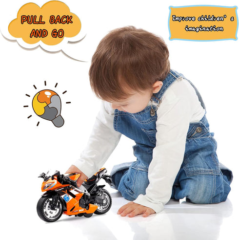 Toy Motorcycles, Diecast Motorcycle Toy with Music Lighting,Toy Motorcycle for Kids 3-5,Toy Motorcycles for Boys (Orange)...