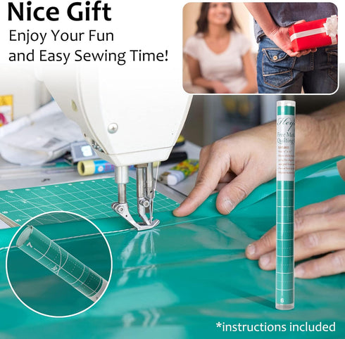Free Motion Quilting Slider Mat with Tacky Back 12’’ x 20’’, Self-Sticky Quilting Accessory Slip Mat, Help Easy Sewing Mat with Grid Marked - 1 Pi...