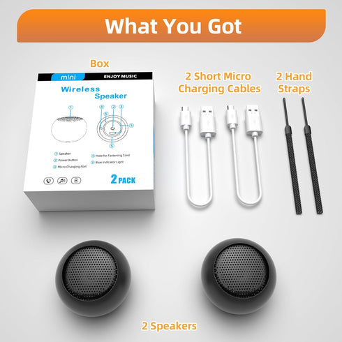 2Pack Portable Mini Speaker, Bluetooth Tiny Speaker,Wireless Micro Speaker for Phone/PC/Tablet, Rechargeable Battery, Built-in Microphone, Cute Mi...