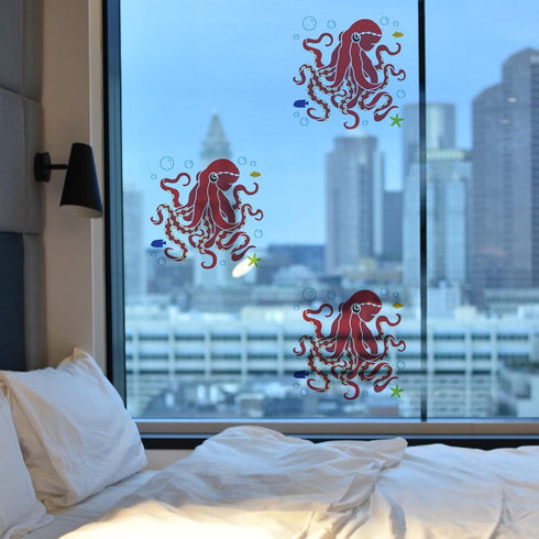 FINGERINSPIRE Octopus Pattern Stencil for Painting 11.8x11.8 inch Reusable Sea Creatures Craft Stencil Hollow Out Ocean Starfish Sea Fish Bubbles ...