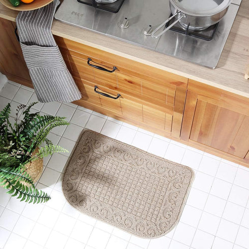 COSY HOMEER 27X18 Inch Anti Fatigue Kitchen Rug Mats are Made of 100% Polypropylene Half Round Rug Cushion Specialized in Anti Slippery and Machin...