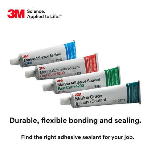 3M Marine Adhesive Sealant Fast Cure 4200 (05260) – Semi-Permanent Flexible Adhesive Sealant for Boats and Marine Applications – White – 3 Ounces...