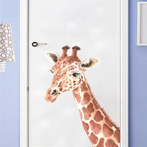 ROFARSO Lifelike Lovely Cute Giraffe Animal Vinyl Wall Stickers Removable Wall Decals Art Decorations Decor for Nursery Baby Bedroom Playroom Livi...