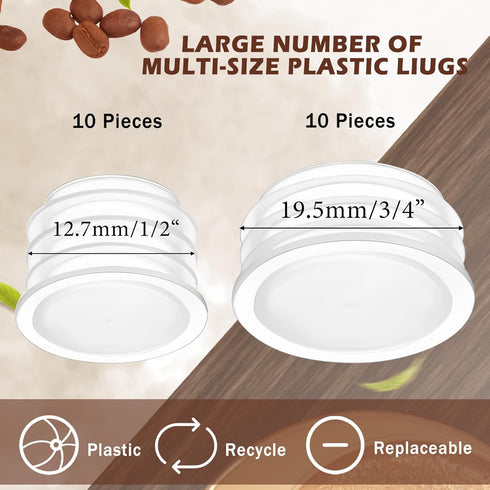20 Pieces Salt and Pepper Shaker Stoppers (3/4 Inch 1/2 Inch) Plastic Salt Shaker Plug Replacement Clear Replacement Stopper Salt and Pepper Shake...