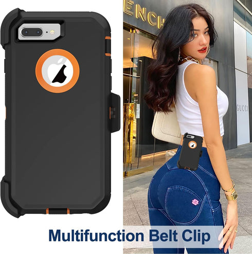 for iPhone 8 Plus Case, iPhone 7 Plus Case with Belt Clip Holster, 2X Screen Protector, Military Grade Heavy Duty Shockproof Drop-Proof Rugged Pro...