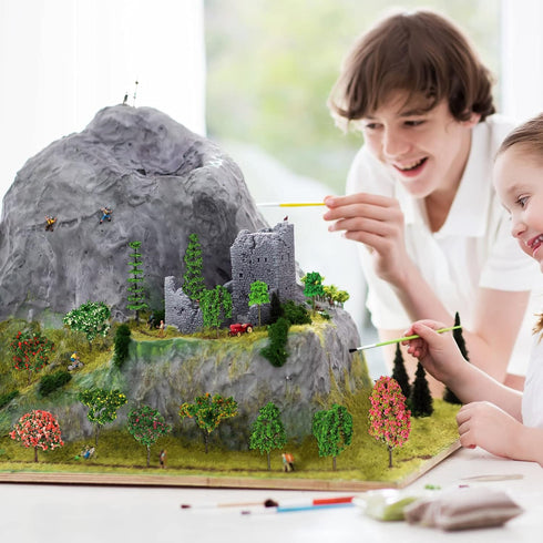 28 Pcs Model Trees Fake Miniature Trees Diorama Supplies Model Scenery Supplies Miniature Garden Accessories with Faux Moss Snow Leaves Decor for ...