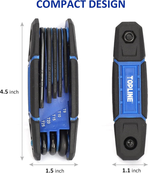 Topline 25-Piece Folding Allen Wrench Set, SAE, Metric, Torx Hex Key Set Included, 3 Pack Portable Allen Key Set for Basic Home Repair and General...
