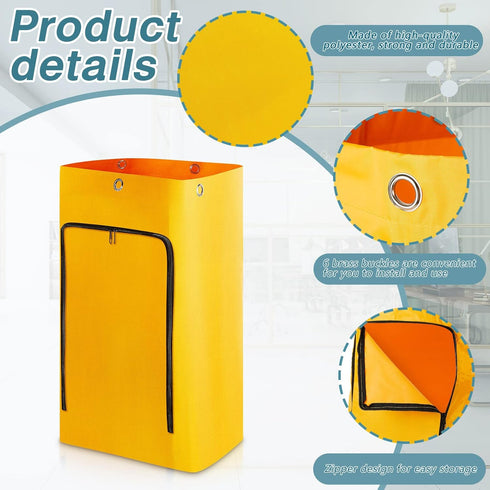 Cleaning Cart Bag Zippered Front Replacement Janitorial Cart Bag 24 Gallon Large Capacity Commercial Cleaning Bags for Cleaning Cart Housekeeping ...