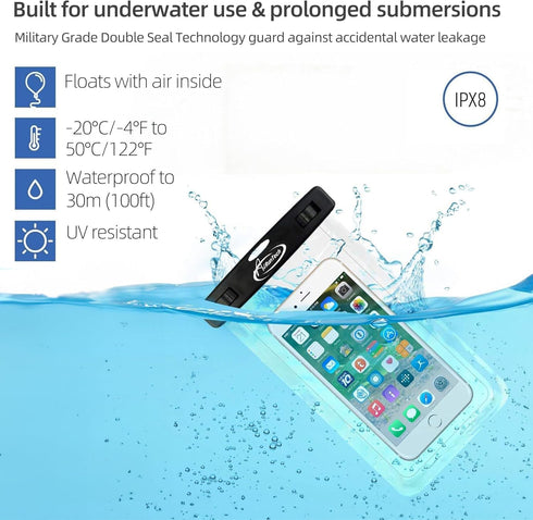 AiRunTech Waterproof Phone Case, 8.5" Dry Bag Compatible for iPhone 14/13/12/11, Galaxy & More - Black + Black......