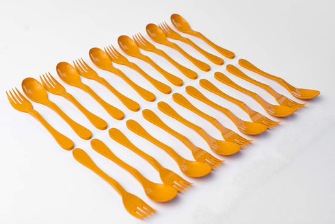 Knork Eco Plant Based 24 Pack Reusable Bamboo Flatware Set (Orange)...