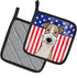Caroline's Treasures BB2177PTHD American Flag and Wire Haired Fox Terrier Pair of Pot Holders Kitchen Heat Resistant Pot Holders Sets Oven Hot Pad...