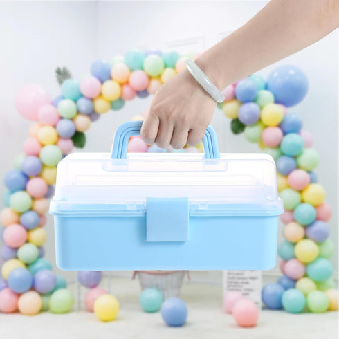 Flower River 11(in) Versatile Three-Layer Folding Organizer Box,Ideal for Art & Crafts,Toys,Sewing Supplies,Jewelry and Tools,Storage with Dual Tr...