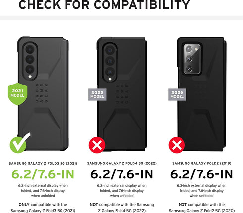 URBAN ARMOR GEAR UAG Designed for Samsung Galaxy Z Fold3 5G (2021) Case Civilian Sleek Ultra-Thin Shock-Absorbent Protective Cover, Black...