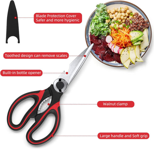 Kitchen Scissor For General Use 2-Packs,Heavy Duty Kitchen Raptor Meat Shears,Dishwasher Safe Cooking Scissors, Stainless Steel Multi-function Sci...