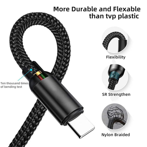 Nylon Braided Charging Cable for Microsoft Surface Pro 7/6/5/4/3Go3/2/1 Laptop 4/3/2/1, Must Work with 45W 15V 3A USB-C Charger (Black, 6ft)......