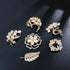 Lot 6pcs Opal Cat's Eye Stone Crystal Rhinestone Leaf Flower Brooch Pin set for Women...