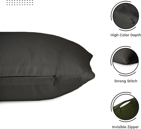 Encasa XO Throw Pillow Covers 20x20 in Set of 2 Charcoal Grey | No Inserts | Cotton Pillow Covers for Living Room, Bed, Sofa, Couch | Decorative C...