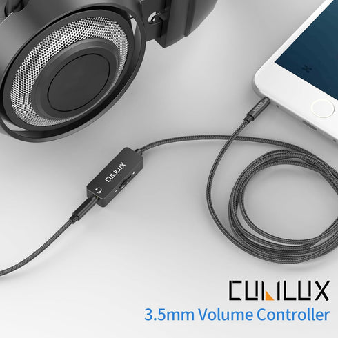 Cubilux 3.5mm TRRS Volume Attenuator Cable, 1/8-inch Headphone Extension Cord with Audio Volume Control, in-Line Volume Controller for Earphones, ...