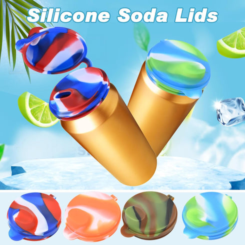 4 Pack Silicone Soda Can Cover Lids,Silicone Canning Lids,Soda Can Lids,Beverage Can Covers Reusable Protector For Soda, Beer, Drink, Juice, Coke,...