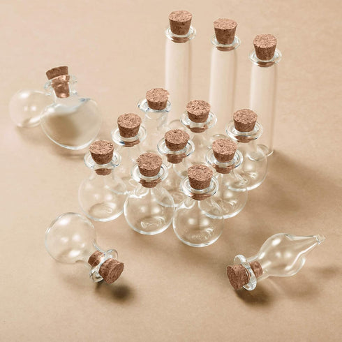Patelai 50 Pcs Mini Glass Bottles Jars with Cork Stoppers Tiny Cork Glass Bottles Small Wishing Message Jars DIY Decor for Winter Christmas Party ...
