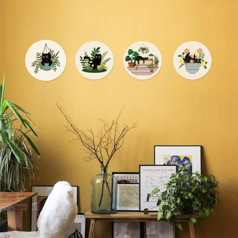 INFUNLY 4 Sets Embroidery kit with Cat Pattern Embroidery Kit for Beginners DIY Beginner Cat Embroidery Set Plant Cat Cross Stitch Kit for Adults ...