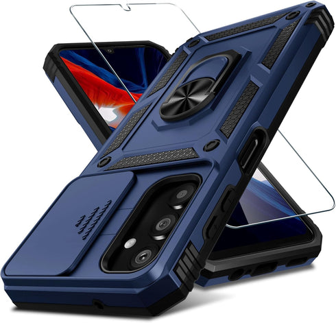 Janmitta Compatible with Galaxy A14 5G Case Built in Slide Camera Lens Cover and Screen Protector,Heavy Duty Shockproof Full Body Phone Cover,Buil...