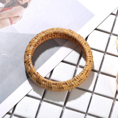 Rattan Bracelet For Women Handmade Lightweight Straw Wicker Braid Woven Bangle Bracelet Statement Chunky Bangle Bracelet (Classic A)...