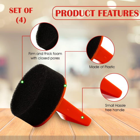Leather Hero Pack of 4 Foam Dauber - Shoe Polish Applicator Brush - Shoe Polish Sponge for Shoe Shining & Polishing...