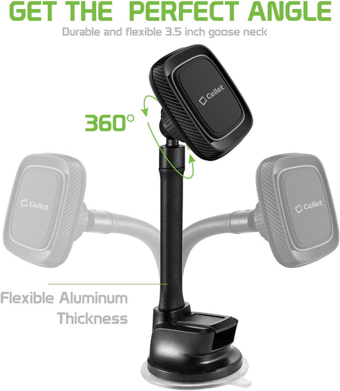 CELLET Flexible Arm, Magnetic Dash and Windshield Mount Smartphone Holder Strong Sticky Suction Cup Compatible with iPhone 14 Pro Max mini 13 12 1...