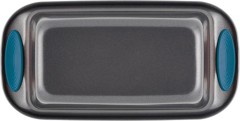 Rachael Ray Yum-o! Bakeware Oven Lovin' Nonstick Loaf Pan, 9-Inch by 5-Inch Steel Pan, Gray with Marine Blue Handles...