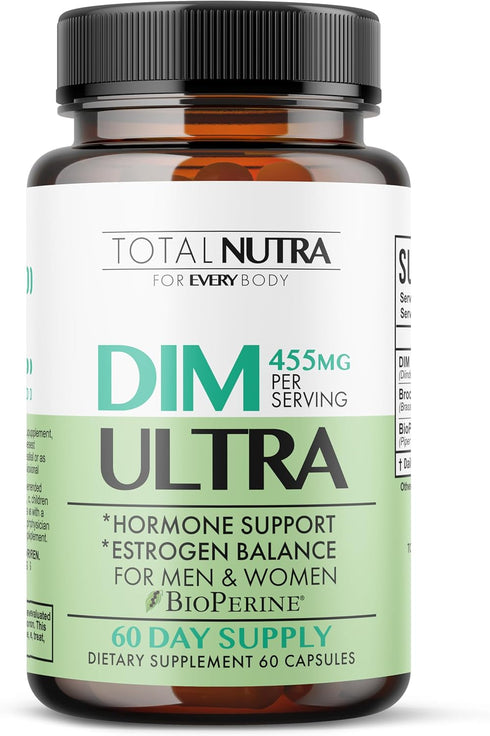 DIM Supplement: DIM Ultra 455mg Diindolylmethane, Broccoli, BioPerine Natural Estrogen Blocker for Men, Female Hormone Balance for Women Menopause...