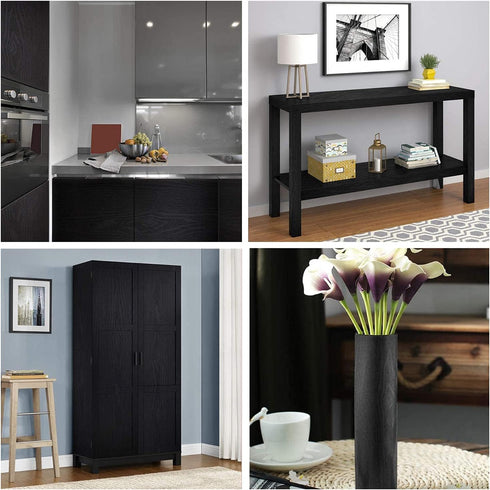 Black Wallpaper Wood Peel and Stick Wallpaper Self Adhesive Film Black Contact Paper Countertop Furniture Kitchen Wall Waterproof Removable Self S...