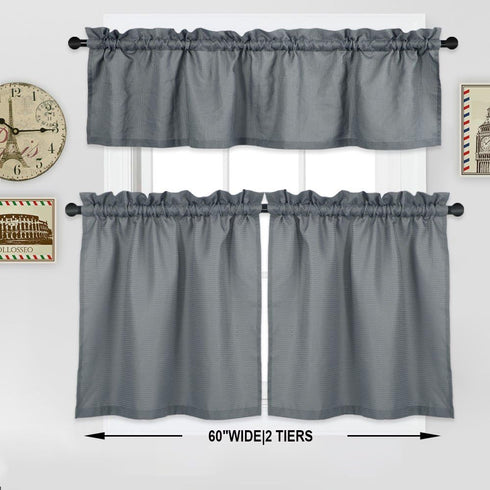 Tier Curtains, Waffle Woven Textured Kitchen Tier Curtains Cafe Curtains, Waterproof Half Window Covering Short Curtain for Bathroom - 30" x 24", ...