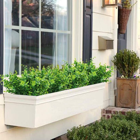 Leyaron 9 Bundles Fake Plants Artificial Boxwood Greenery 63 Stems Fade Resistant Faux Plastic Plants for Garden Farmhouse Porch Patio Window Box ...