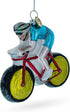 Cycling Sportsman on Bicycle Blown Glass Christmas Ornament...
