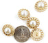 Half Faux Pearl Golden Chain Edge Sewing Shank Buttons 20 Pcs - 18mm, 23/32"...