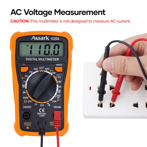 Digital Multimeter Voltage Tester, Assark 2000 Counts Multimeter Measure AC DC Voltage DC Current, Meter Tester Test Volt Ohm Amp Diode Continuity...