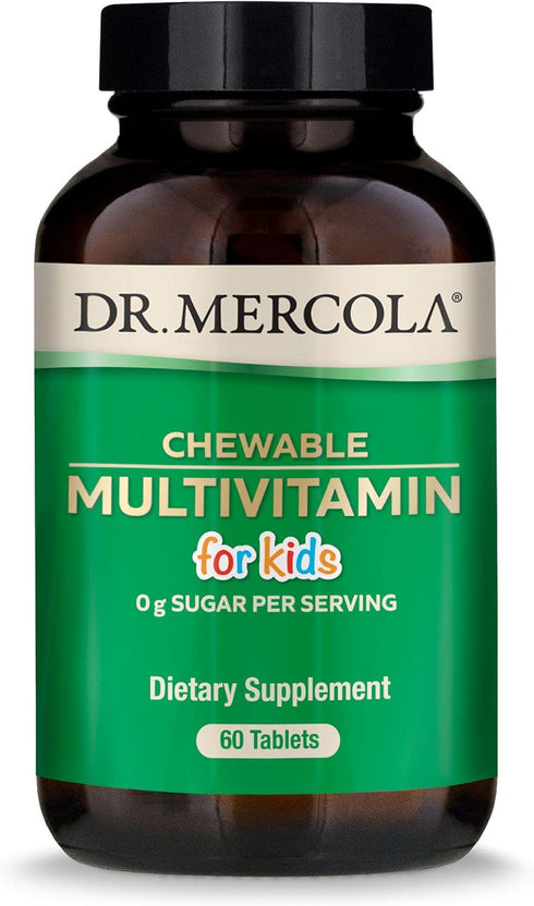 Dr. Mercola Chewable Multivitamin for Kids, 30 Servings (60 Tablets), 0g Sugar Per Serving, Natural Orange Flavor, Dietary Supplement, Supports Ov...