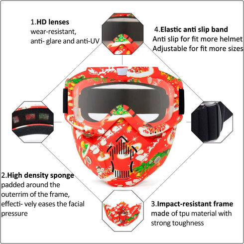 SPOSUNE Motorcycle Goggles Paintball Mask, Detachable Face Mask ATV Goggles, Dirt Bike Goggles Safety Ggoggles for Men Women...