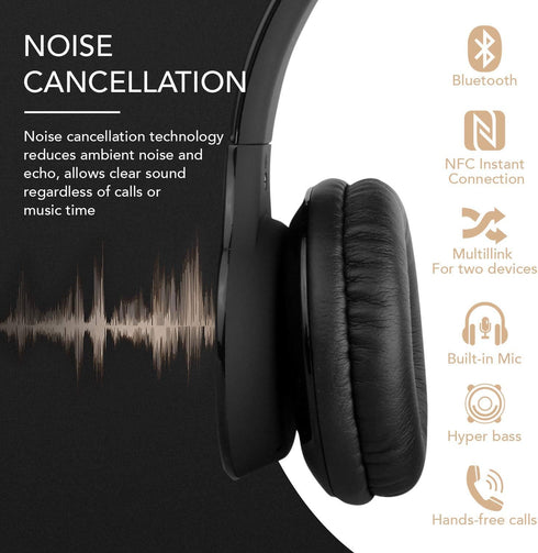 BH-530-B Bluetooth Headphone with Soft Fit Ear Covers, Built-In Microphone, Black...