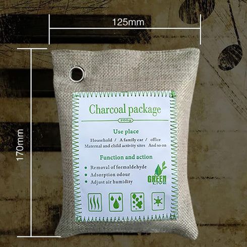 Bamboo Charcoal Bags Odor Absorber, 2 Packs 200g Charcoal Deodorizer Bags with Hooks, Nature Bamboo Charcoal Air Purifying Bags Activated Charcoal...
