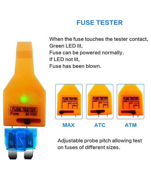 DC 24V Automotive ATO/ATC ATM Blade and Glass Tube Fuse Tester Puller for Mini/Standard Blade Fuse...