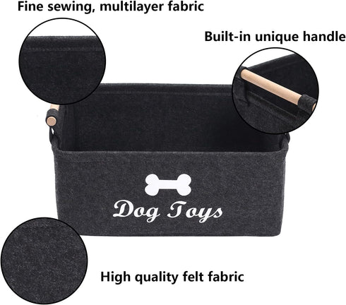 Geyecete Dog Toys Storage Bins - with Wooden Handle, Collapsible Pet Supplies Storage Basket Pet supplies storage Basket/Bin Kids Toy Chest Storag...