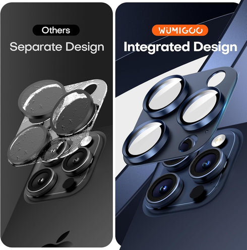 2 Pack Camera Lens Protector for iPhone 15 Pro Max/iPhone 15 Pro/iPhone 14 Pro Max/iPhone 14 Pro, Aluminum Alloy Sapphire Glass Camera Cover Scree...