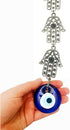 Demiwares Evil Eye Protection Charm, Hamsa Fatima Holy Hand with Evil Eye Glass, Metal Wall Hanging Home Decor for Good Luck and Blessings, Handma...