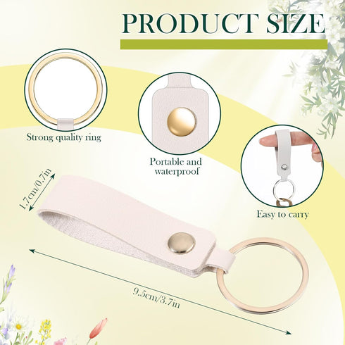 40 Pcs Leather Keychain Ivory White Key Fob with Metal Ring Key Ring for Women Men DIY Craft Laser Engraving Making Working Car Home Strap Holder ...